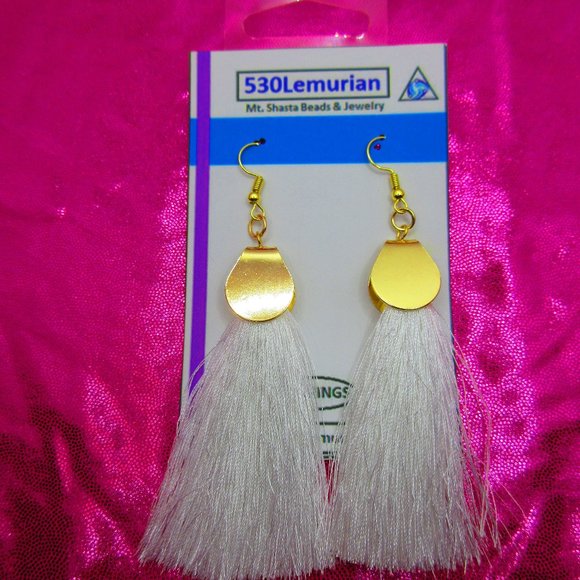 White Tassel Earrings - Picture 1 of 3